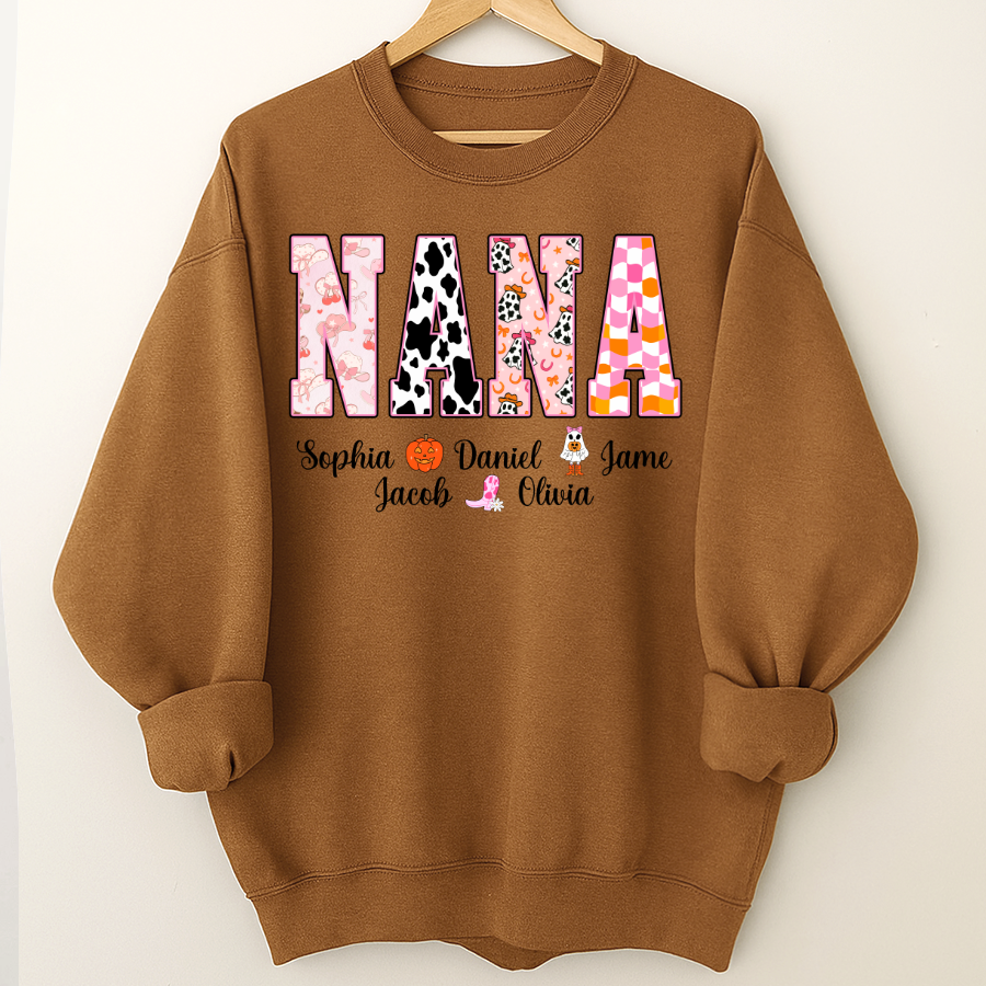Ghost Halloween Fall Custom Nana And Grandkids Shirt