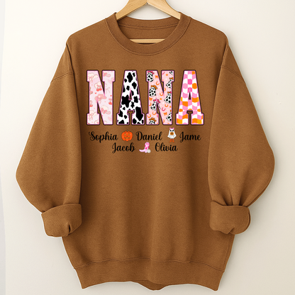 Ghost Halloween Fall Custom Nana And Grandkids Shirt
