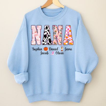 Ghost Halloween Fall Custom Nana And Grandkids Shirt