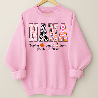 Ghost Halloween Fall Custom Nana And Grandkids Shirt