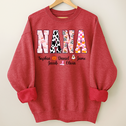 Ghost Halloween Fall Custom Nana And Grandkids Shirt
