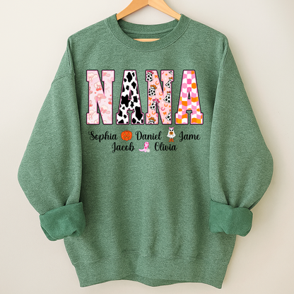 Ghost Halloween Fall Custom Nana And Grandkids Shirt
