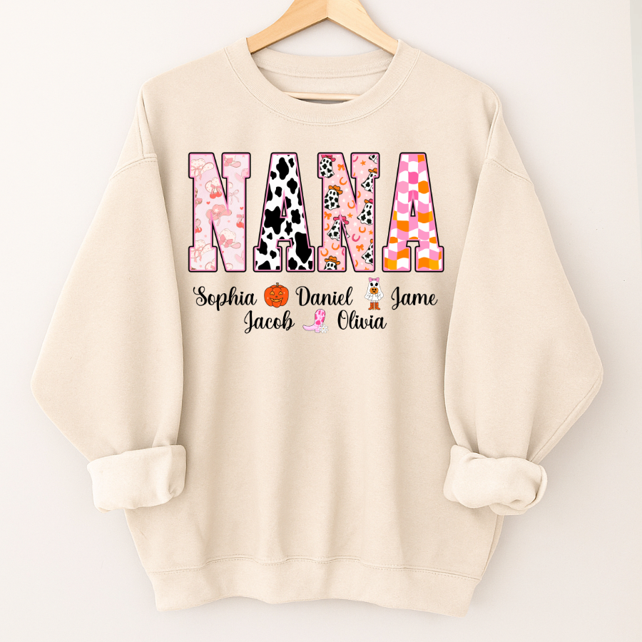 Ghost Halloween Fall Custom Nana And Grandkids Shirt