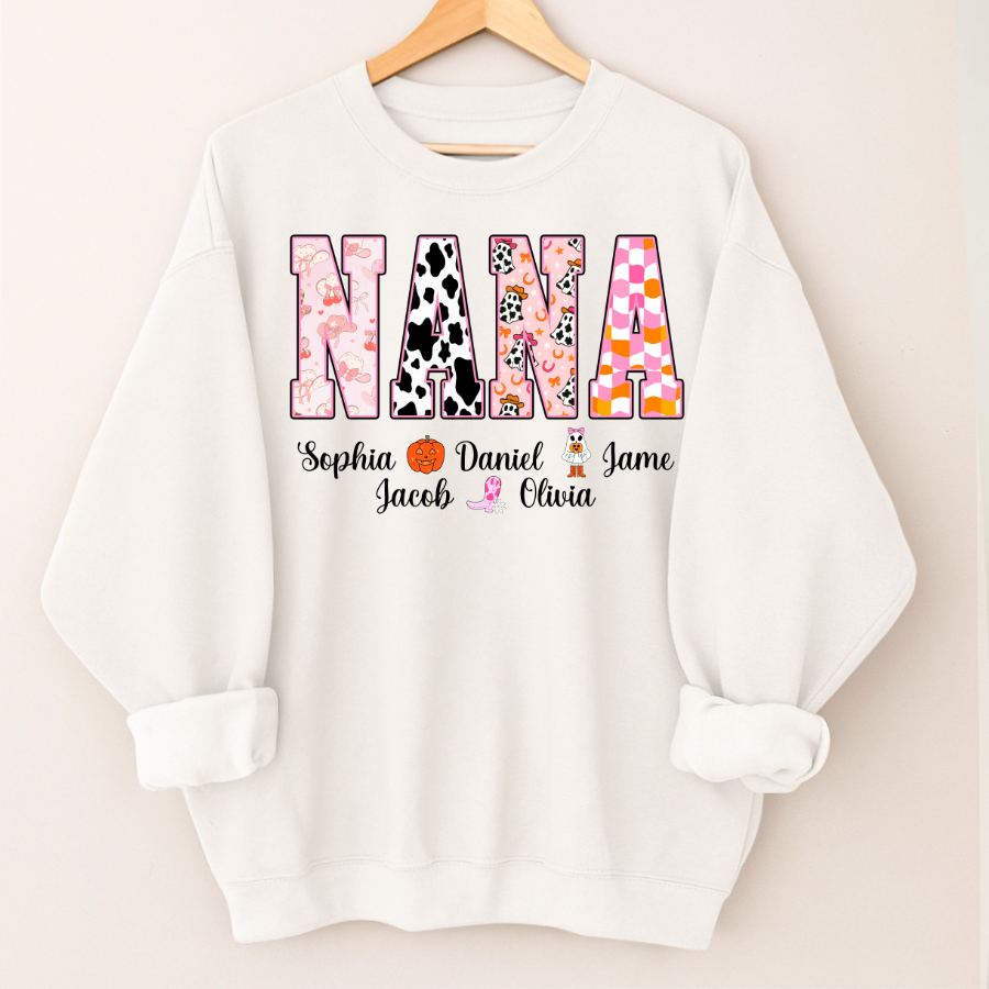 Ghost Halloween Fall Custom Nana And Grandkids Shirt