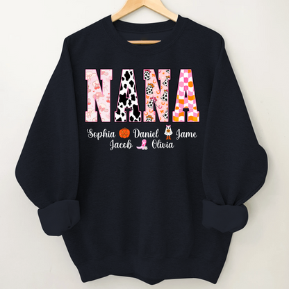 Ghost Halloween Fall Custom Nana And Grandkids Shirt