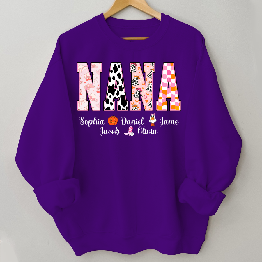 Ghost Halloween Fall Custom Nana And Grandkids Shirt