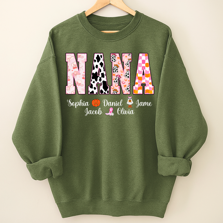 Ghost Halloween Fall Custom Nana And Grandkids Shirt
