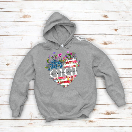 Gigi And Grandkids Heart American Flag Hoodie