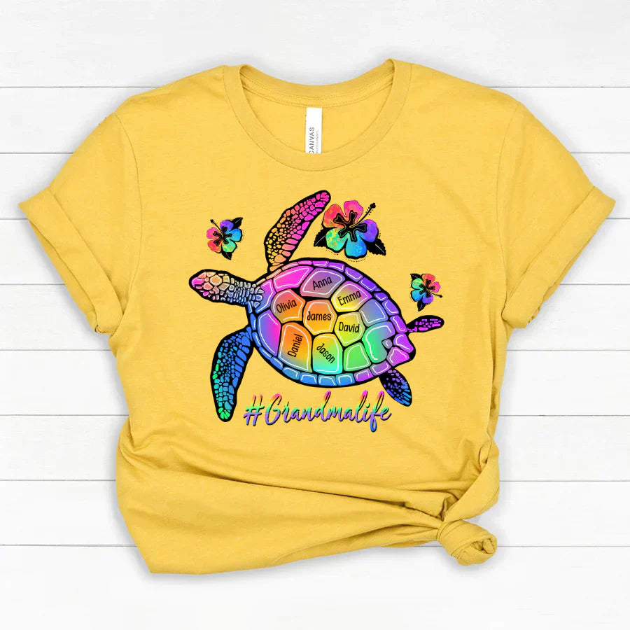 GrandmaLife Turtle With Grandmakids Summer Classic Canvas
