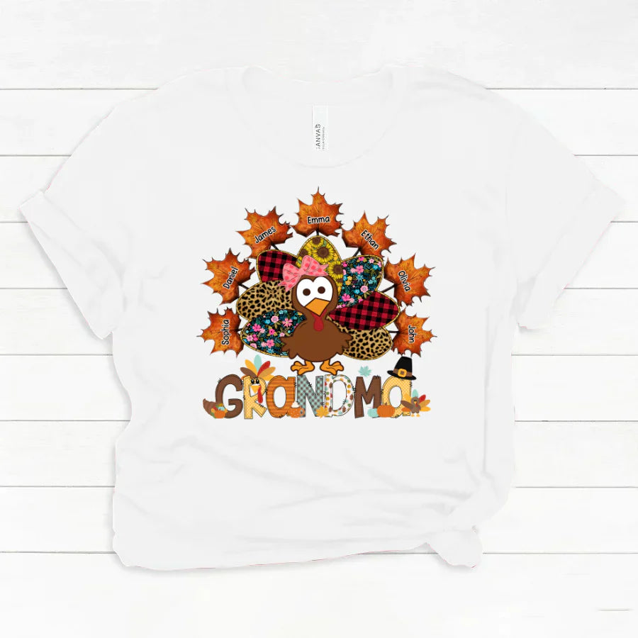Grandma And Grandkids Thanksgiving Autumn Turkey Classic Canvas