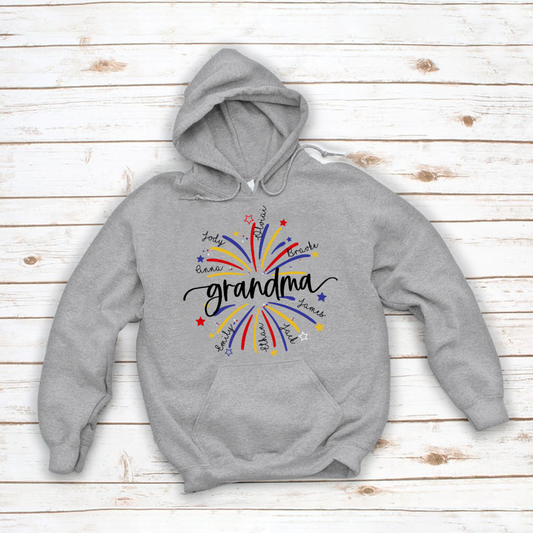 Grandma firework star And Grandkids 4th of july Hoodie