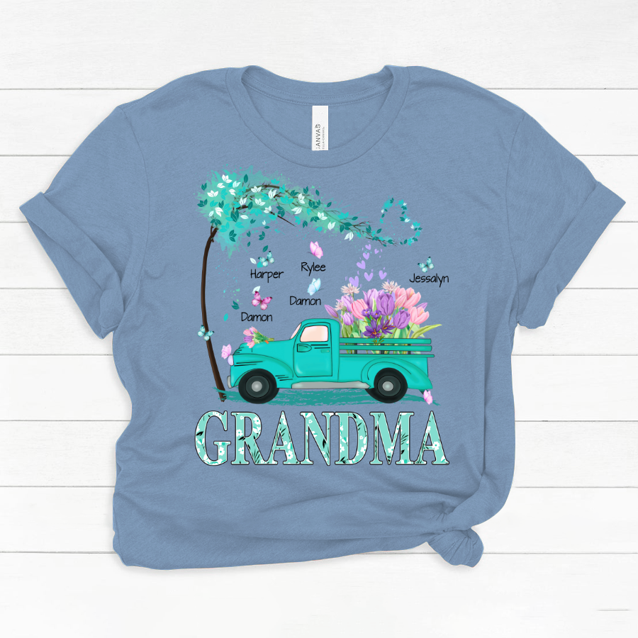 Grandma truck flower And Grandkids Mother's Day Classic Canvas