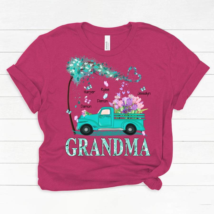 Grandma truck flower And Grandkids Mother's Day Classic Canvas