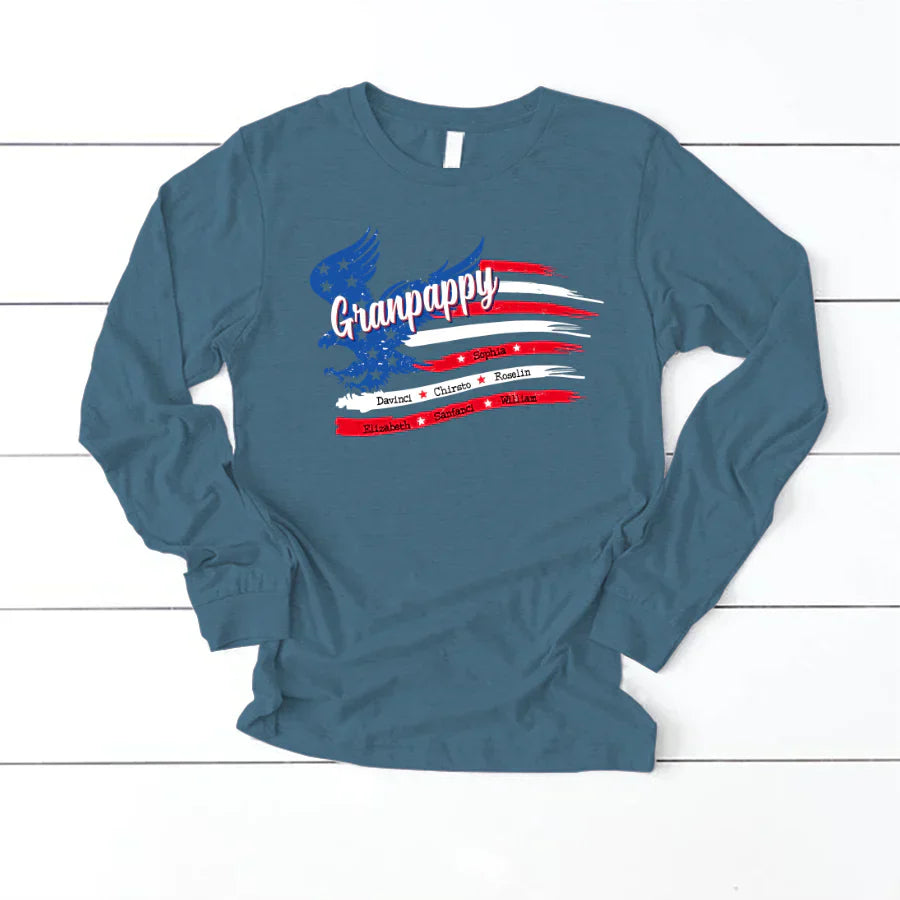Granpappy With Grandkids Names 4th Of July CTL94 Longsleeve