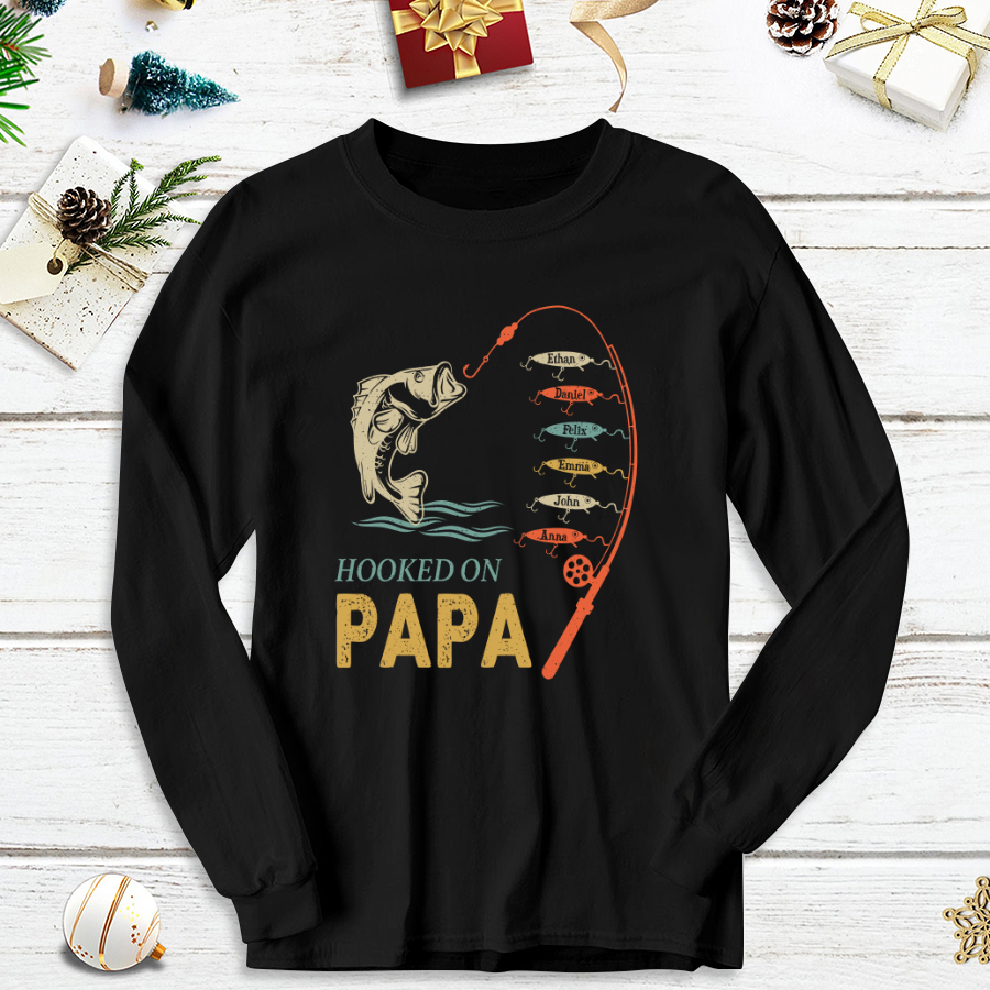 Hook On Being Papa Father's Day Fish Grandkids Longsleeve
