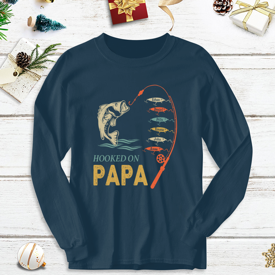 Hook On Being Papa Father's Day Fish Grandkids Longsleeve