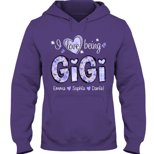 I Love Being Gigi Daisy Purple With Grandkids Mother's Day TH Hoodie