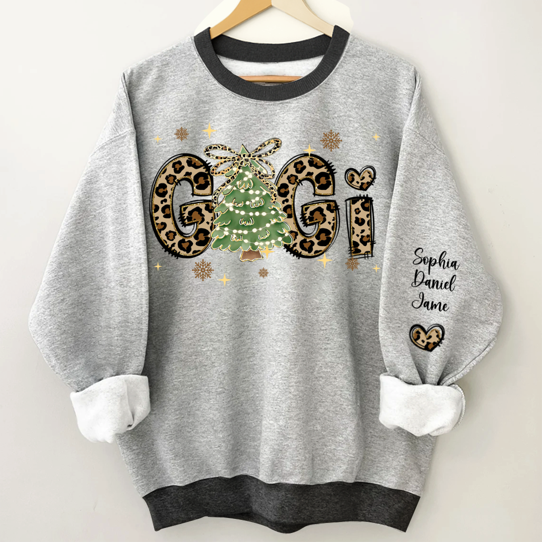 Leopard Christmas Tree Custom Gigi and Grandkids Shirt
