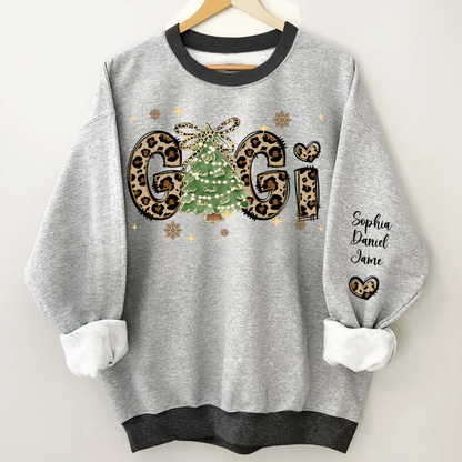 Leopard Christmas Tree Custom Gigi and Grandkids Shirt