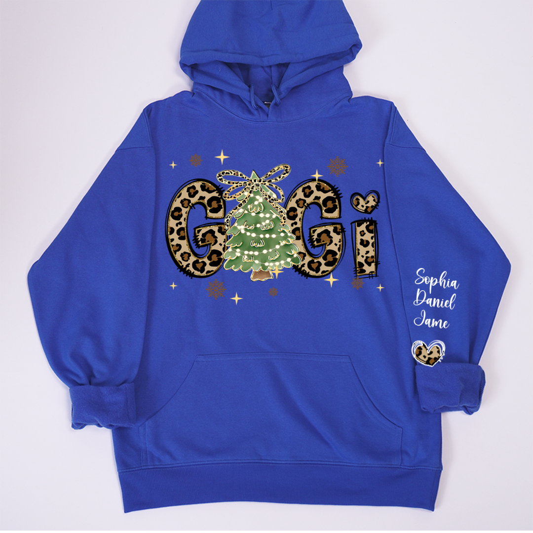 Leopard Christmas Tree Custom Gigi and Grandkids Shirt
