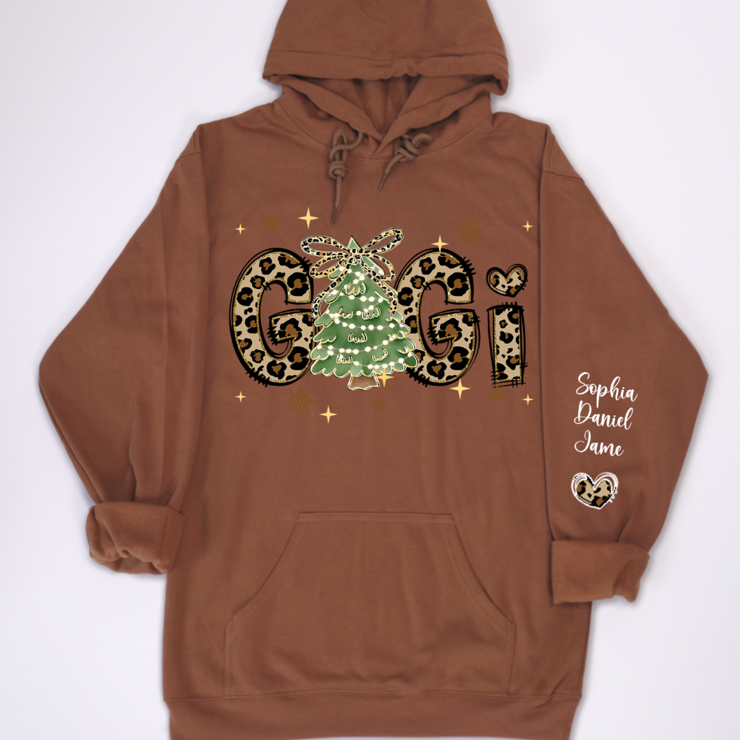 Leopard Christmas Tree Custom Gigi and Grandkids Shirt