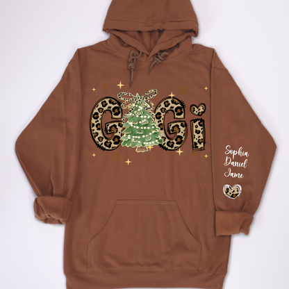 Leopard Christmas Tree Custom Gigi and Grandkids Shirt
