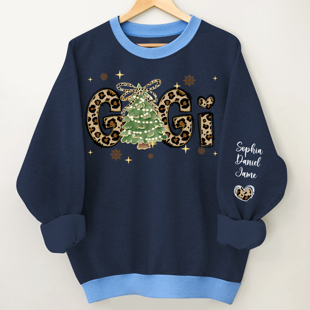Leopard Christmas Tree Custom Gigi and Grandkids Shirt