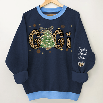 Leopard Christmas Tree Custom Gigi and Grandkids Shirt