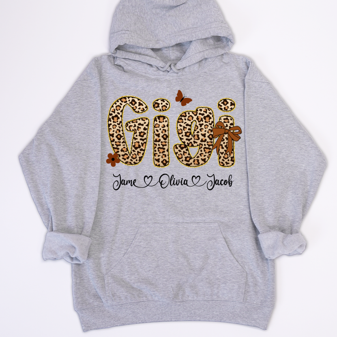 Leopard Gigi Bow Custom Grandma And Grandkids Shirt