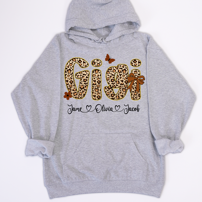 Leopard Gigi Bow Custom Grandma And Grandkids Shirt