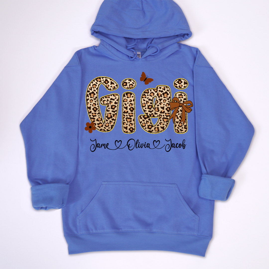 Leopard Gigi Bow Custom Grandma And Grandkids Shirt
