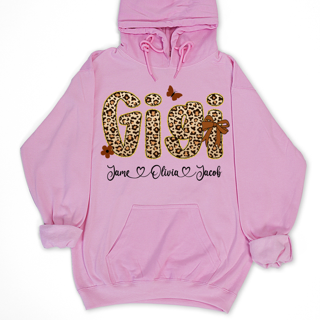 Leopard Gigi Bow Custom Grandma And Grandkids Shirt