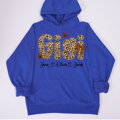 Leopard Gigi Bow Custom Grandma And Grandkids Shirt