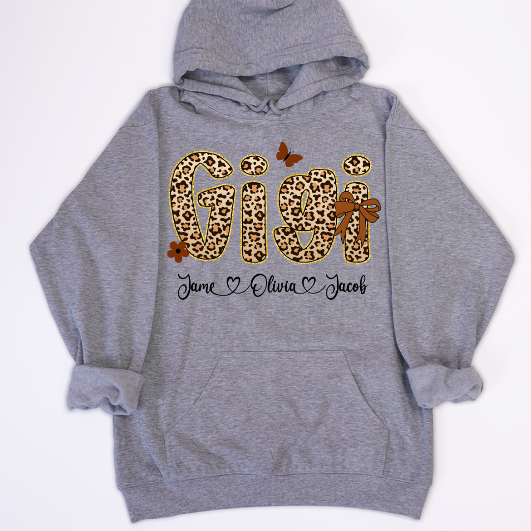 Leopard Gigi Bow Custom Grandma And Grandkids Shirt