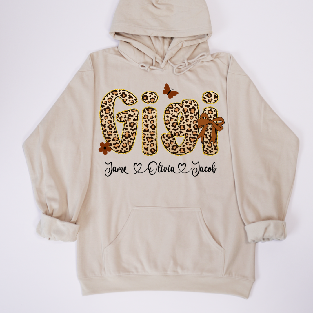 Leopard Gigi Bow Custom Grandma And Grandkids Shirt