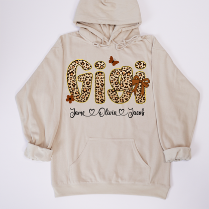 Leopard Gigi Bow Custom Grandma And Grandkids Shirt