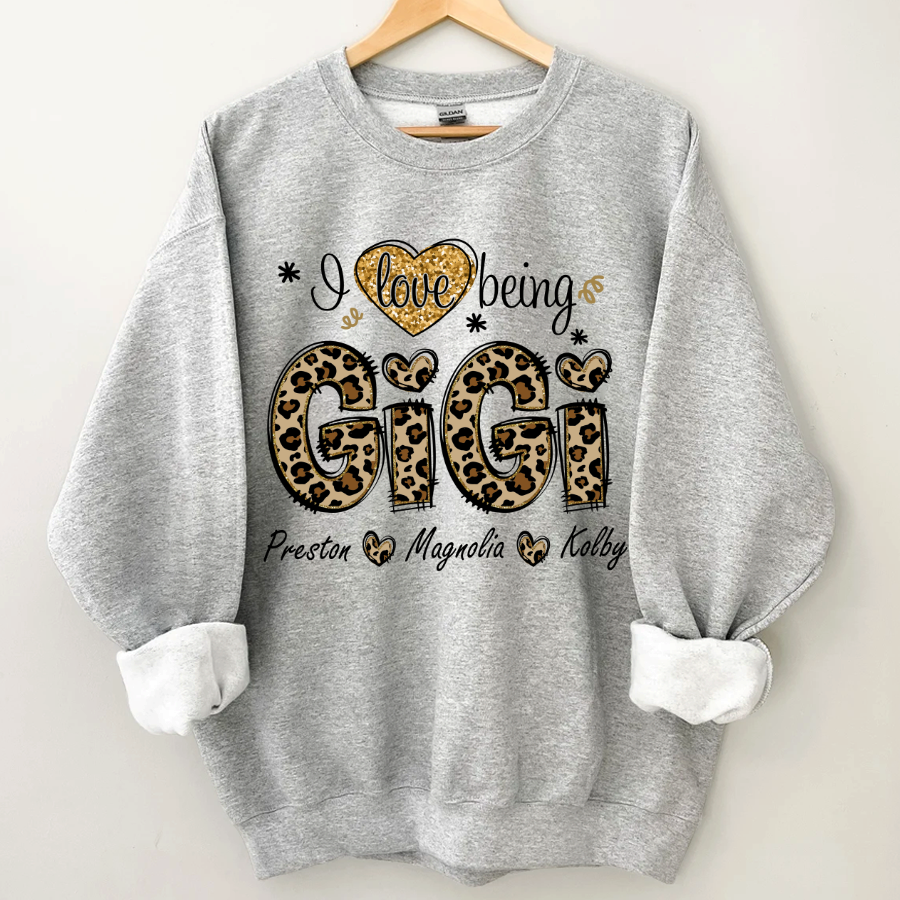 Leopard I Love Being Gigi And Grandkids Custom Sweatshirt