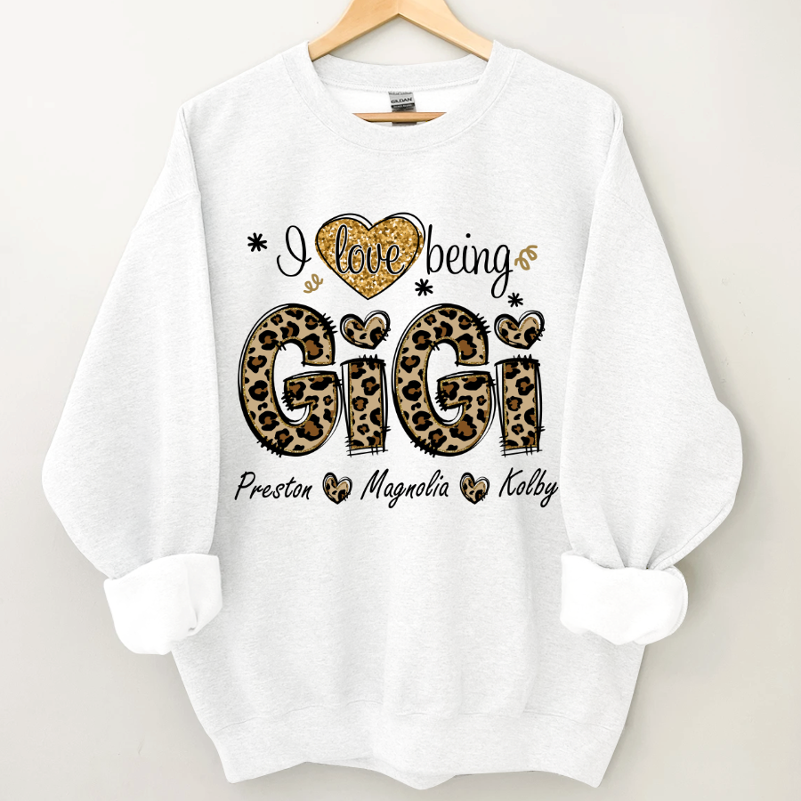 Leopard I Love Being Gigi And Grandkids Custom Sweatshirt