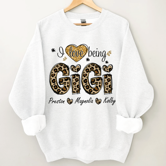 Leopard I Love Being Gigi And Grandkids Custom Sweatshirt