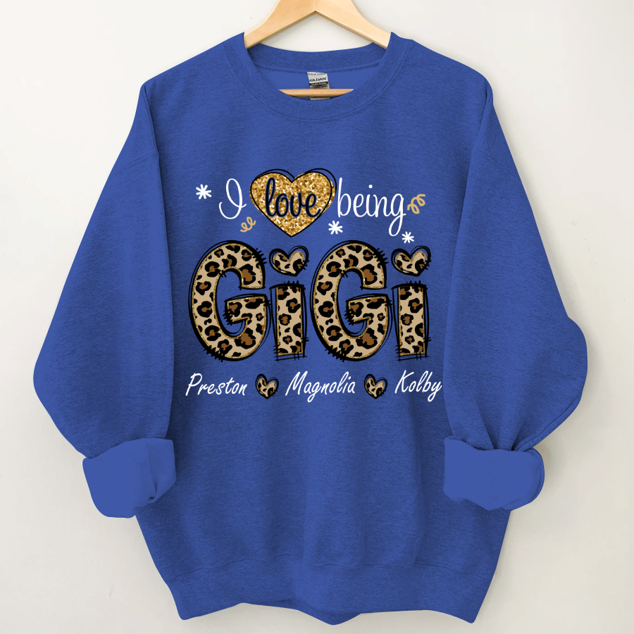 Leopard I Love Being Gigi And Grandkids Custom Sweatshirt