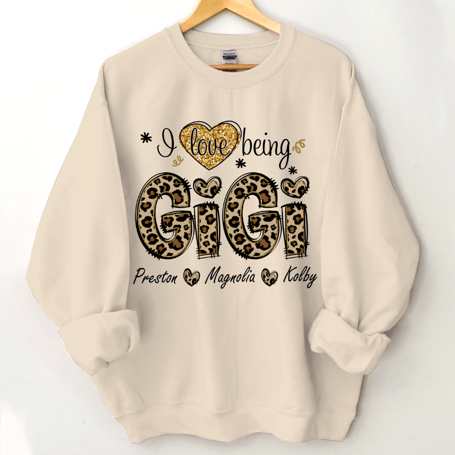 Leopard I Love Being Gigi And Grandkids Custom Sweatshirt
