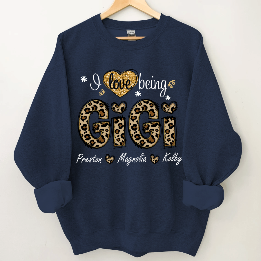 Leopard I Love Being Gigi And Grandkids Custom Sweatshirt