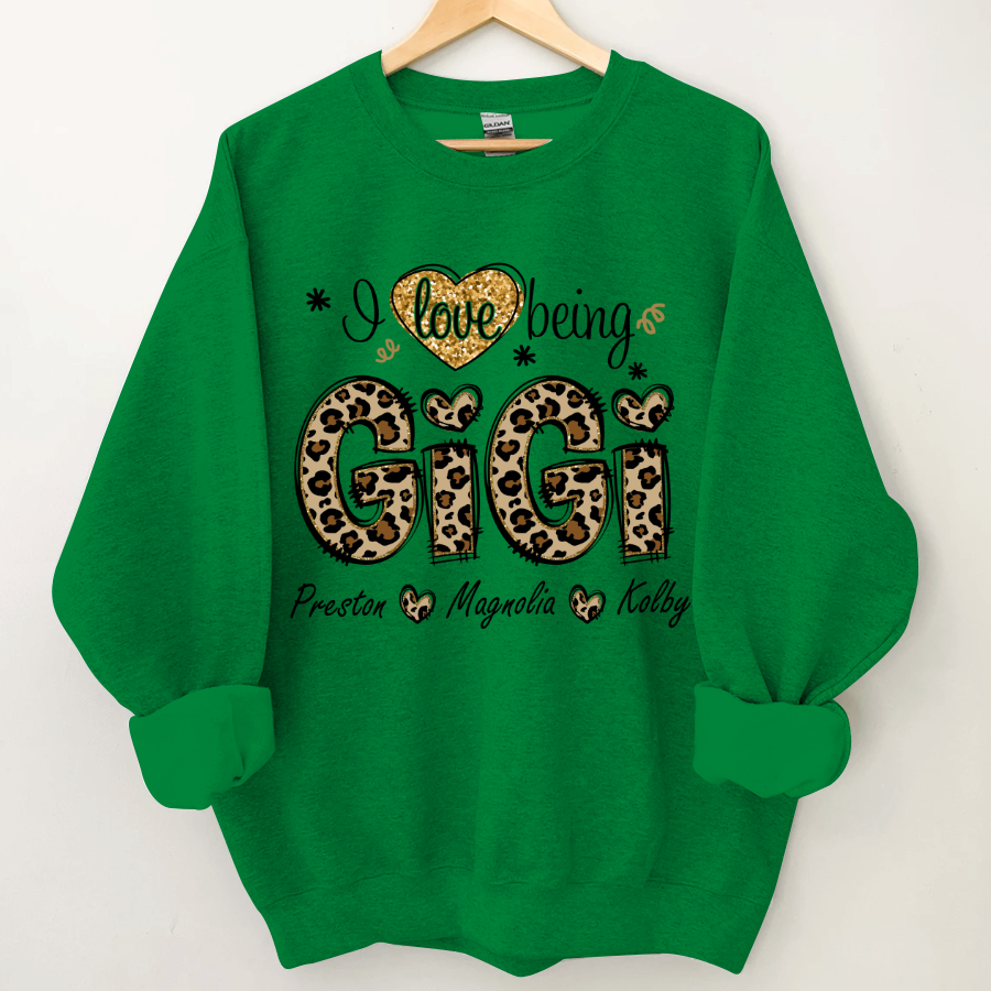 Leopard I Love Being Gigi And Grandkids Custom Sweatshirt