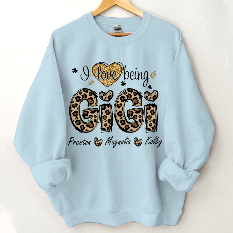 Leopard I Love Being Gigi And Grandkids Custom Sweatshirt