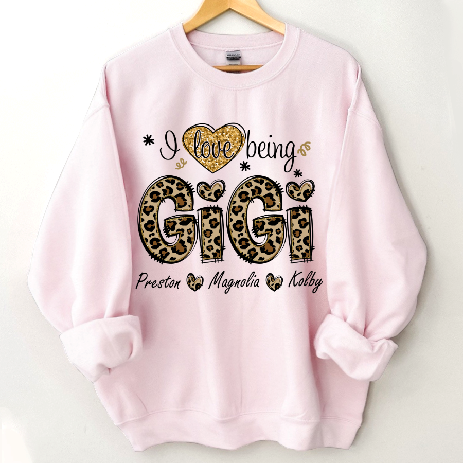 Leopard I Love Being Gigi And Grandkids Custom Sweatshirt