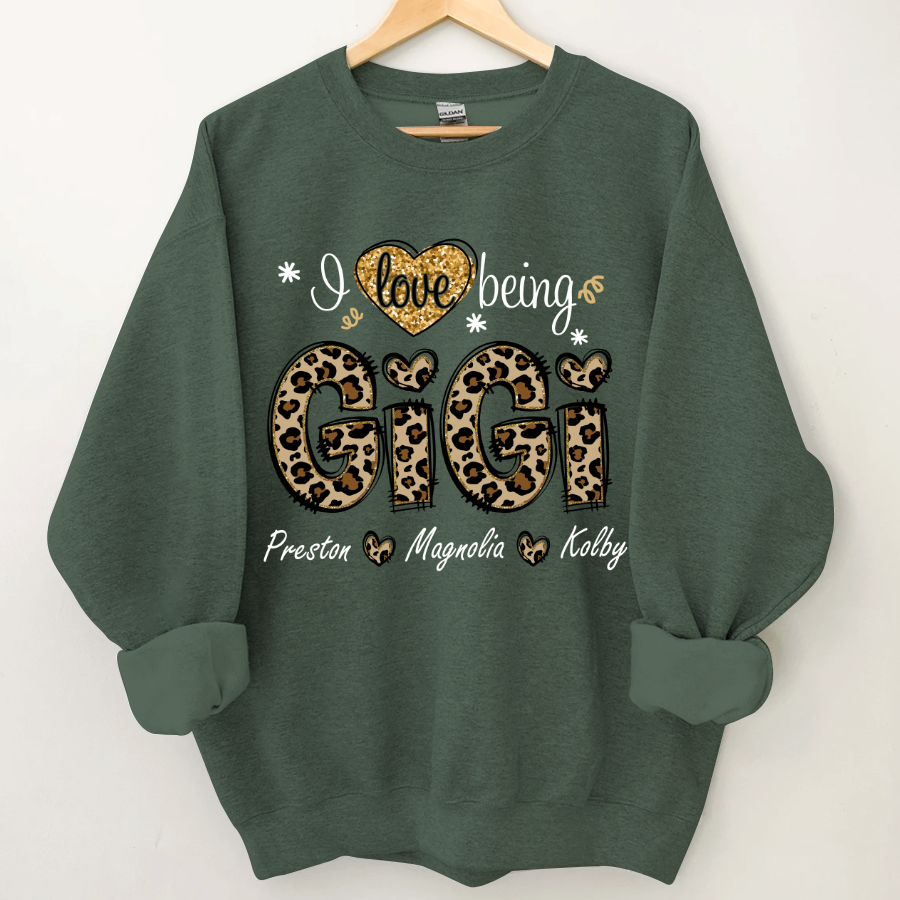 Leopard I Love Being Gigi And Grandkids Custom Sweatshirt