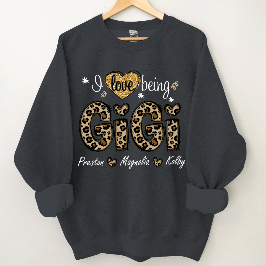 Leopard I Love Being Gigi And Grandkids Custom Sweatshirt