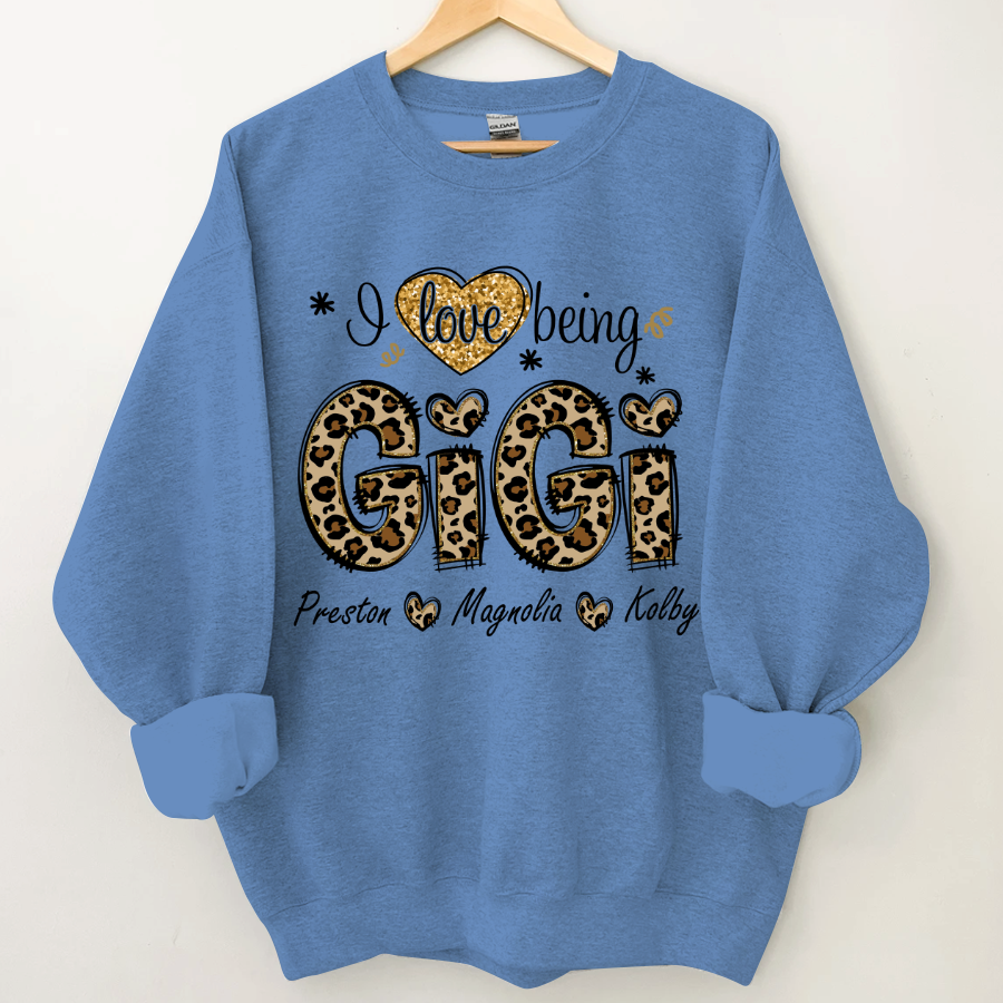 Leopard I Love Being Gigi And Grandkids Custom Sweatshirt