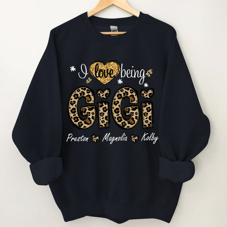 Leopard I Love Being Gigi And Grandkids Custom Sweatshirt