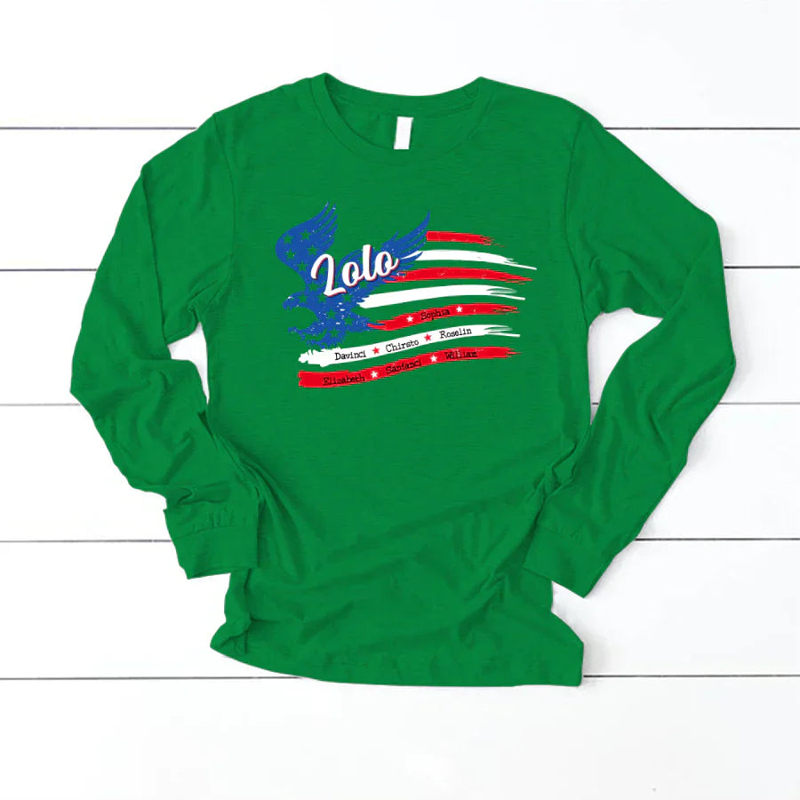 Lolo With Grandkids Names 4th Of July CTL94 Longsleeve